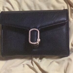 Elegant Black Clutch with Gold Accent